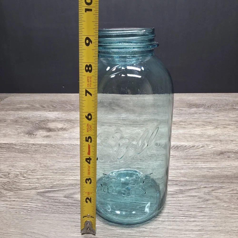 Vintage Blue Ball Perfect Mason Jar 2 Quart Half Gallon Aqua Canning Jar 6